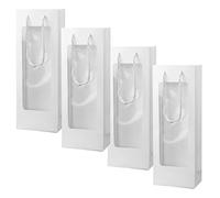 Warmhm 4 pièces Kraft pour Bouteille de Vin avec Fenêtre Transparente Lot de Pochette Pratique et avec Poignée Transport Facile pour Vin Anniversaire Mariage Noël