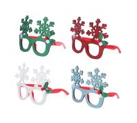 Warmhm 4 pièces Lunettes de Fête Noël Pailletées Cadre Flocon de Décorations Légères pour Photos Hiver Célébrations Festives