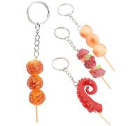 Warmhm 4 pièces Porte Clés Forme de Meatball Ensemble de Décorations de Sac Jouets Faux Aliment pour Garçon Fille Accessoires de Fête Originaux Couleur Aléatoire Couleur Aléatoire