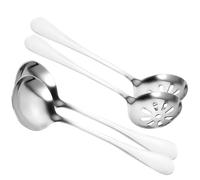 Warmhm 4 pièces Set de Cuillères Inox Ergonomiques pour Cuillères à Fruits et Soupe avec Fentes Ustensiles et Portables pour Repas Dapprentissage