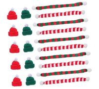 Warmhm 48 Pièces Mini Christmas Knit Hats and Scarf Set DIY Wine Bottle Covers Mini Doll Hats and Festive Tree Ornaments with Scarves