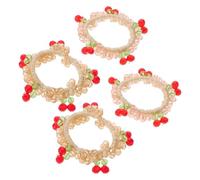 Warmhm 4pièces Élastiques Cheveux Cerise pour Femmes Accessoires Coiffure avec Perles Cristal Artificiel Attache Queue de Cheval Brillante pour Filles et Ados Couleurs Couleur Aléatoire