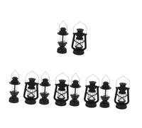 Warmhm 5 Ensembles Lampe À Pétrole Rétro Ancien Petit Poupée Lampes À Pétrole pour Usage Intérieur Décor Figurine Miniature De Lampe À Pétrole Matériel De Bricolage PP Noir 2 Pièces * 5