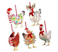Warmhm 5 Pièces Décorations De Noël Suspendues Forme De Poule Ornements pour Sapin De Noël Soi-même