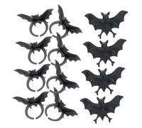 Warmhm 50 Pièces Bague Chauve-souris Noire Décoration Chauves-souris Petit Enfant Chauve Souris En Haut Pour Halloween Anneaux Anneau D'horreur Bague Roman Bagues Rétro Black Plastique