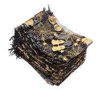Warmhm 50 Pièces Sacs à Halloween Organza Noir avec Motif Citrouille et Araignée Sacs à Friandises à Cordon pour Fêtes Transparent Réutilisable pour et