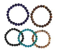 Warmhm 5pièces Bracelet Homme Pierre Agate Perles Extensibles Ajustable Style Accessoire Mode Cadeau Anniversaire Poignet