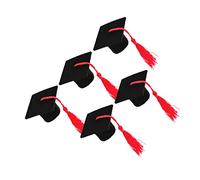 Warmhm 5pièces Mini Couvre-Bouteilles Forme De Chapeau De avec Pompons Décoration De Bouteilles De pour Fête De Graduation Rouge