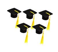 Warmhm 5pièces Mini Housses De Bouteille De Forme De Chapeau De avec Pompons Décoration De Fête De Diplômes Accessoire Adorable pour Bouteilles De Et Bière Jaune