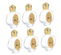Warmhm 6 Pièces Bouteilles Verre pour Eau Bénite avec Couvercle Rechargeables Alliage et Verre Légères et Portables Décor Catholique Élégant pour Huile Essentielle et Parfum