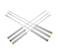 Warmhm 6 pièces Fourchettes à Barbecue Acier Inoxydable Fourchettes à Rôtir Multifonctions pour Cuisine et Grillades Plein Air Manches Colorés Ergonomiques pour Viandes et Légumes