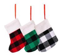 Warmhm 6 pièces Lot de Mini Chaussettes de Noël à Suspendre à Carreaux Rouge Vert et Noir Décorations Festives pour Sapin et Ambiance Chaleureuse