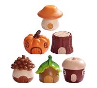Warmhm 6 Pièces Maison Miniature Forêt Champignon Décor Micro Paysage Ornement pour Jardin Féerique Bureau Décoration Créative