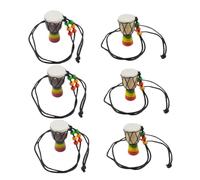 Warmhm 6 pièces Pendentif Collier Tambour Africain Bois et Peau de Chèvre Mini Artisanaux pour Adultes et Garçon Fille Accessoires Musiciens et Fait Main Cadeau Souvenir Culturel Élégant