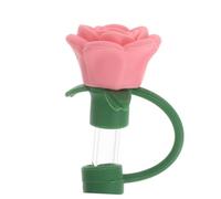 Warmhm 6 Pièces Rose Flower Silicone Straw Caps Dustproof Straw Covers For Tumblers Reusable Decorative Accessories For Parties And Weddings
