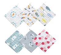 Warmhm 6 Pièces Serviettes de Visage Coton pour Garçon Fille Lot de Débarbouillettes Carrées Aléatoires pour Nourrissons Garçon Fille Couleur Aléatoire