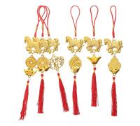 Warmhm 6pièces Pendentifs à Pompons Cheval pour Nouvel an Chinois Breloques Animaux du Zodiaque Décorations De Fête du Printemps