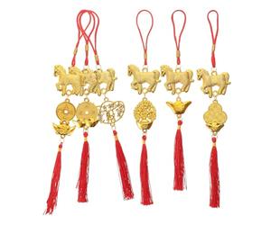 Warmhm 6pièces Pendentifs à Pompons Cheval pour Nouvel an Chinois Breloques Animaux du Zodiaque Décorations De Fête du Printemps