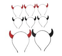 Warmhm 8 pièces Bandeaux de Halloween Accessoires Cosplay Oreilles de Démon Tête Vampire pour Fêtes et Costumes Fancy Dress Noir et Rouge Pailleté