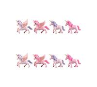 Warmhm 8 Pièces Gâteau Animal Figurines d'animaux Miniatures Figurines d'animaux Figurine De Gâteau d'anniversaire Pots De Fleurs Figurine Licorne Micro Paysage Cheval Volant
