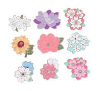Warmhm 9 Pièces Badge Pin Émail Métallique Floral avec Fermeture Sécurisée Broche Cartoon Polyvalente pour Vêtements Sacs et Accessoires pour Femme et Homme