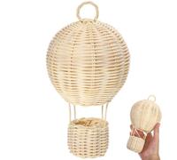 Warmhm Abat-jour Montgolfière en Rotin Tressé Trou 47mm, Beige | Suspendre Décorative pour Chambre et Hôtel, Structure Stable, Adoucit la Lumière, Toucher Confortable
