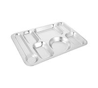 Warmhm Assiette Compartimentée Acier Inoxydable Sections Plateau Repas Divisé et Sûr Plateau de Service Cuisine Pratique pour Adultes Réutilisable