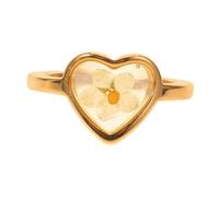 Warmhm Bague Bijou Fleur Plaquée Or 18k en Acier Inoxydable, Anneau Cœur Fleurs Séchées, Femme, Usage Quotidien, Design Artisanal Élégant, Taille Unique, Couleur Or