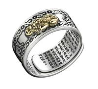 Warmhm Bague Décorative Pour Homme Réglable Anneau de Fortune Feng Shui avec Motifs Chinois et Design Créatif pour Style Unique