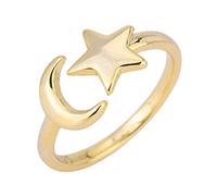 Warmhm Bague Étoile Lune Ouverte Réglable en Argenté pour Femmes Bague Ajustable Bijoux Élégants pour Fêtes et Cosplay