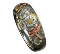 Warmhm Bague Fleur Femme Rétro Durable Anneau Doigt Décor Libellule Accessoire Mode pour Fête et Usage