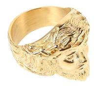 Warmhm Bague Gravée Jésus Homme Acier Inoxydable Doré, Chevalière Taille 12, Bijou Religieux Vintage Polyvalent Cérémonie Et Usage Quotidien