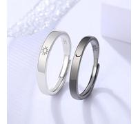 Warmhm Bague Soleil Et Lune Ouverte Réglable En Alliage Acier Inoxydable Noir Et Blanc Pour Couples, Bijoux Mixtes Pour Lui, Accessoires Pour Présents D’amour