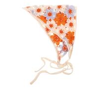 Warmhm Bandeau au Crochet Femme en Coton Respirant Foulard pour Cheveux Tricoté Fleur Orange Bandana Turban Léger et Ajouré Accessoire Cheveux Mode pour Yoga et Usage Quotidien