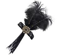 Warmhm Bandeau Flapper Plumes avec Franges Accessoire Vintage des pour Femmes pour Cocktails et Fêtes à Thème