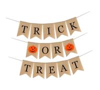 Warmhm Banderole Halloween Toile de Jute Fanions Décoratifs Suspendus pour Fête Guirlande Drapeaux pour Décoration Intérieure et Extérieure Ambiance Halloween Renforcée