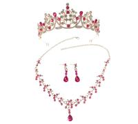 Warmhm Bijoux Mariage Femme Ensemble Élégant avec Diadème Collier Pendentif et Boucles Doreilles pour Cérémonie Anniversaire Fête et Cosplay