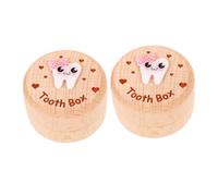 Warmhm Boîte à Dents en Bois Beige 2pcs, Robuste et Portable pour Garçon et Filles, Design Moderne et Simple, pour Conserver les Petites Dents de Lait Élégance