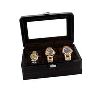 Warmhm Boîte à Montre en Bois 3 Emplacements 20X12X85 CM Étui à Montre Compact et Portable et Bijoux Rangement Pratique pour Collection et Voyage