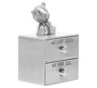 Warmhm Boîte à Souvenirs Métal Vintage Pour Dents De Lait Et Cheveux De Bébé, Tiroir Compact, Couleur Étain Ancien, Présent Bébé, Collection Souvenir Garçon Et Filles, Rangement Portable