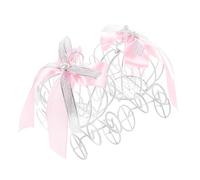 Warmhm Boîtes à Dragées Mariage en Fer Blanc 2 Pièces Forme Calèche Citrouille Décorative Rose, Coffret Rangement Bonbons et Gâteaux pour Fêtes et Célébrations