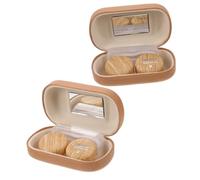 Warmhm Boîtier Rétro pour Lentilles Cuir avec Miroir Étui Portable Antichoc pour Lentilles de Contact et Cosmétiques Rangement Pratique pour Lunettes de Soleil Marron