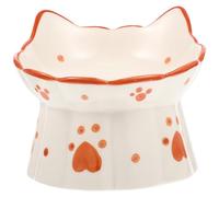 Warmhm Bol pour Chat Surélevé Céramique avec Protection du Cou Bol Anti-Renversement Stable et Facile à Nettoyer pour Alimentation et Hydratation des Chats et Petits Chiens