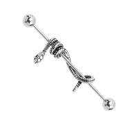 Warmhm Boucle D’oreille Barbell Serpent En Acier Inoxydable 1,2 Mm Piercing Cartilage Oreille Hip-hop Gothique Unisexe Usage Quotidien