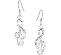 Warmhm Boucles D’Oreilles à Clous Notes de Musique pour Femmes Finition Blanc Platine Légères et Confortables Bijoux pour Usage Quotidien et Occasions Spéciales