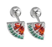 Warmhm Boucles D’oreilles Goujon Pastèque En Argenté 925, Bijoux Fantaisie Femme, Accessoire D’oreille, Petite Taille, Coloris Argenté, Pour Usage Quotidien Et Présent
