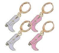 Warmhm Boucles D'oreilles Bottes De Cow-girl Pendantes Multicolores En Alliage Peinture à L'huile, Légères Et Créatives, Pour Femmes Et Filles, Style Western Moderne, Lot De 2 Paires