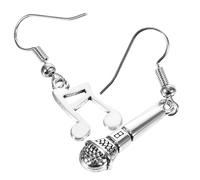 Warmhm Boucles d'Oreilles Pendantes Asymétriques pour Femmes Microphone et Note de Musique Décoratives et Uniques pour Fête et Concert Sûres et