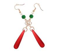 Warmhm Boucles d'Oreilles Pendantes Chinoises Vintage de Rouge Bijoux Traditionnels Accessoires de Cosplay Légères et Confortables pour Femmes pour Costumes Asiatiques