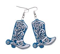 Warmhm Boucles d'Oreilles Rétro Bottes pour Femmes Style Western Bijoux en Acier Inoxydable Pendantes Accessoires de Cowgirl pour Fêtes et Festivals